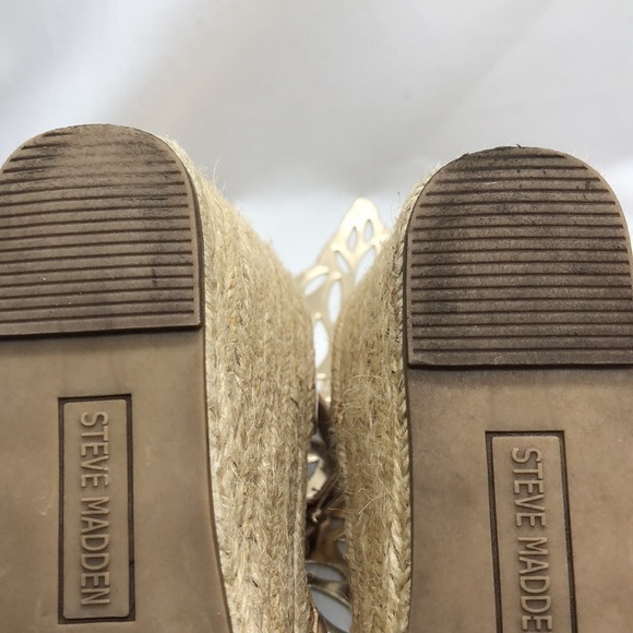 Steve Madden Rose Gold Ankle Strap Jaylen Wedge Sandals Size 7.5 - Picture 10 of 14